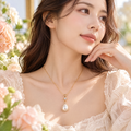 Veqzuni CZ Star Teardrop Pearl Gold Plated Pendant Necklace