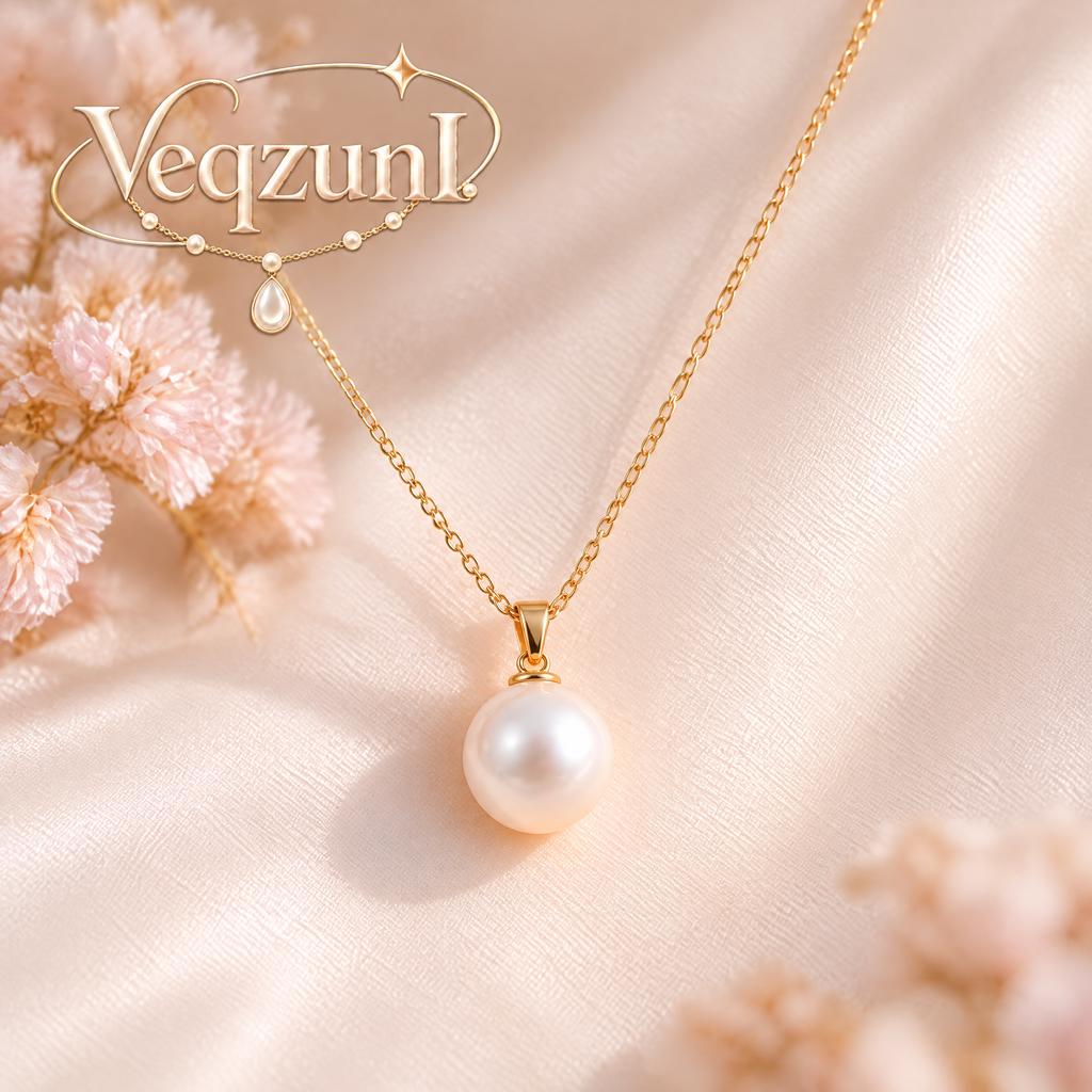 Veqzuni Classic Single Freshwater Pearl Gold Plated Necklace